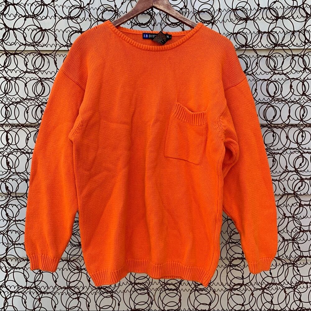 Vintage 80s IB Diffusion’s bright orange crewneck sweater